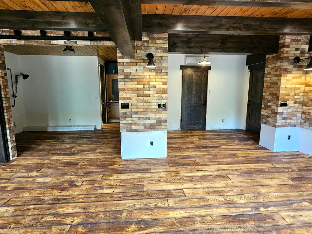 Wide plank through an open floor, Whidbey Island