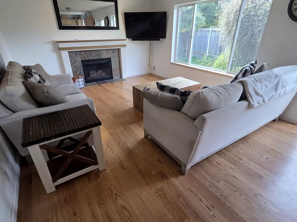 Red oak, sanded and refinished